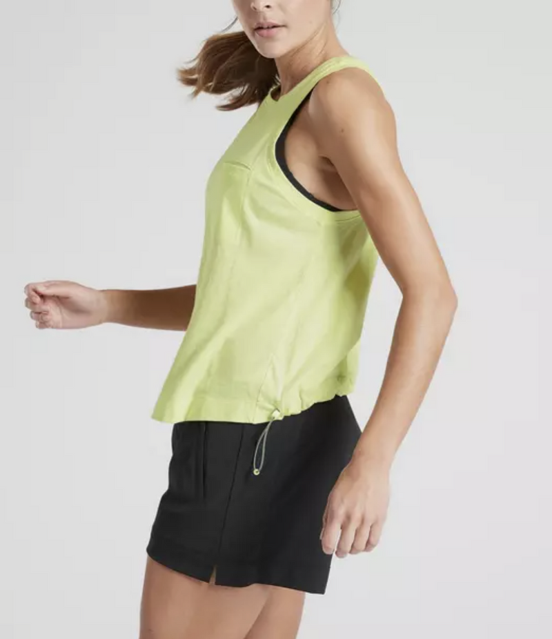 Athleta Neon Pale Lime Sleeveless Crew Neck Organic Daily Bungee Tank Top