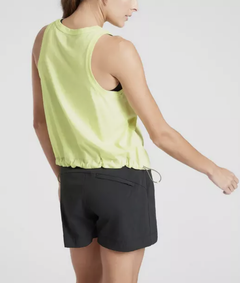 Athleta Neon Pale Lime Sleeveless Crew Neck Organic Daily Bungee Tank Top