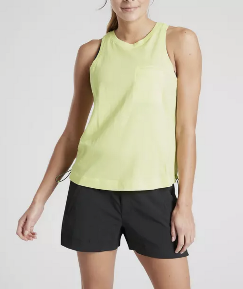 Athleta Neon Pale Lime Sleeveless Crew Neck Organic Daily Bungee Tank Top
