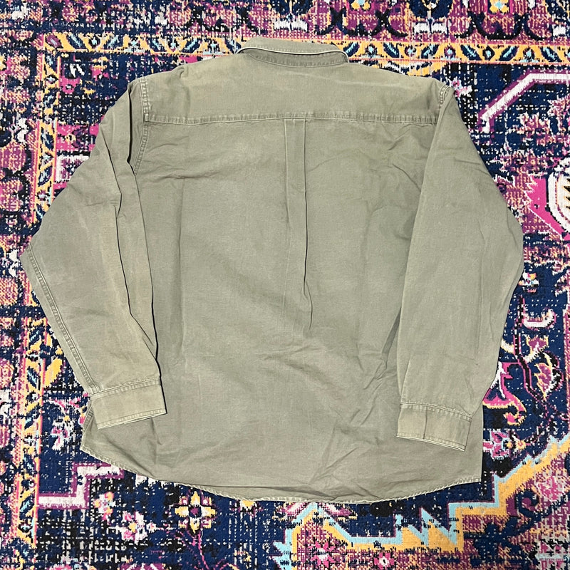 LL Bean Shirt Mens Olive Green Regular Fit Button Up Size X-Large