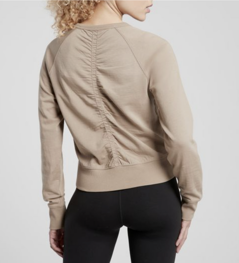 Athleta Brown Stone Beige Long Sleeve Sundown Puckered Sweatshirt
