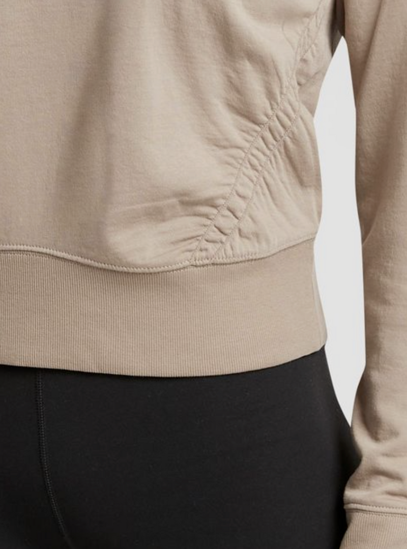 Athleta Brown Stone Beige Long Sleeve Sundown Puckered Sweatshirt