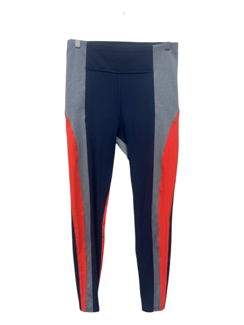 Athleta Size S Navy Blue, Orange, Gray Nylon Side Stripe Leggings