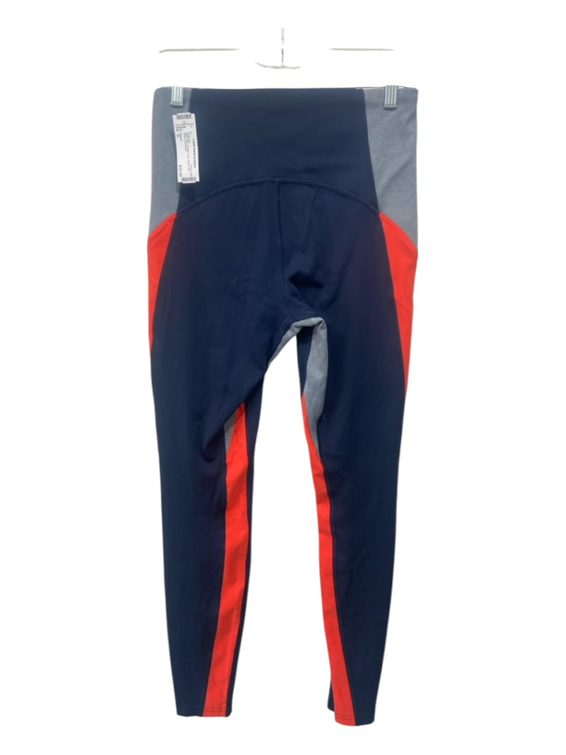 Athleta Size S Navy Blue, Orange, Gray Nylon Side Stripe Leggings