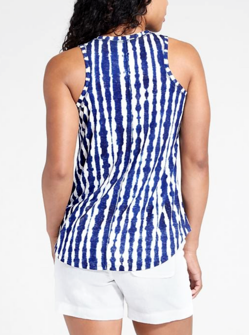 Athleta Navy Blue White Printed Sleeveless Breezy Top Tank