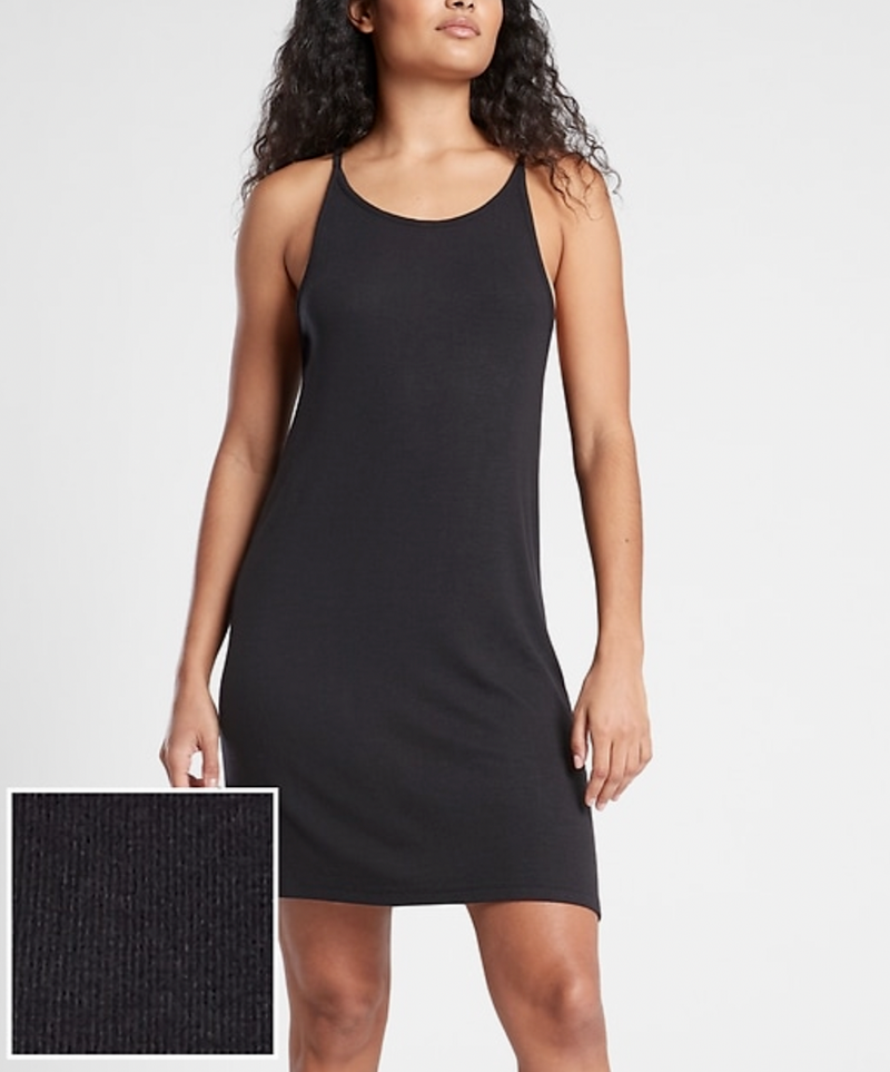 Athleta Black Sleeveless Soft Well Rested Rib Sleep Dress