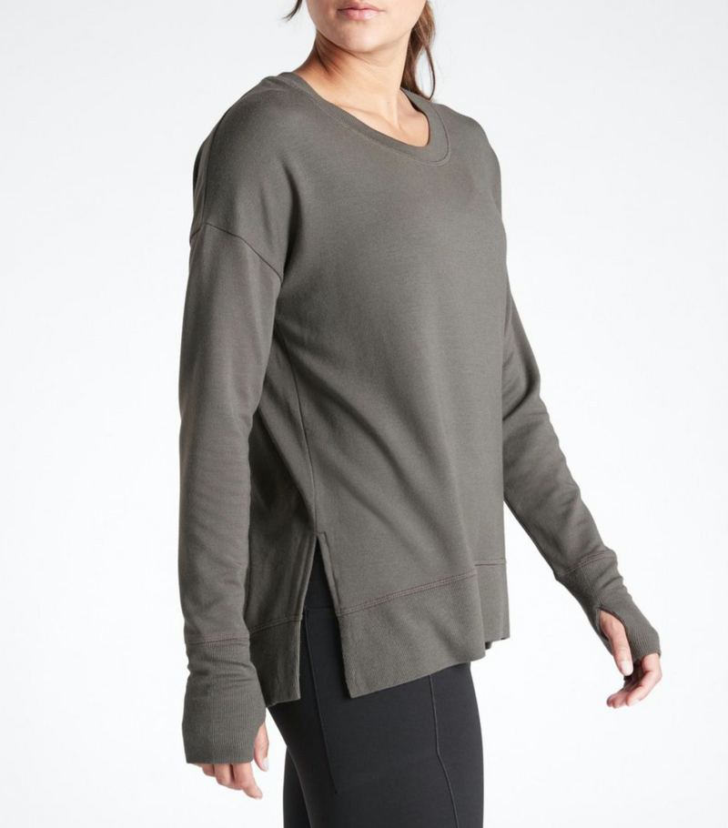 Athleta Mountain Olive Soft Coaster Luxe Sweatshirt