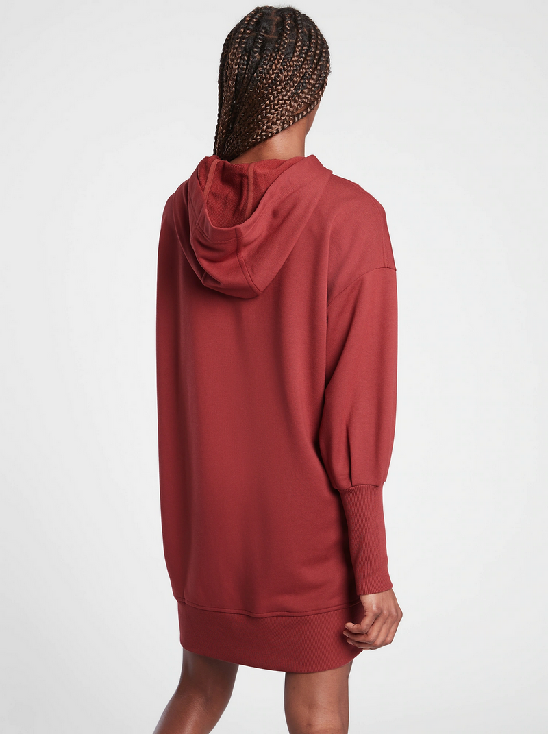 Athleta Canyon Red Long Sleeve Mala Hoodie Dress