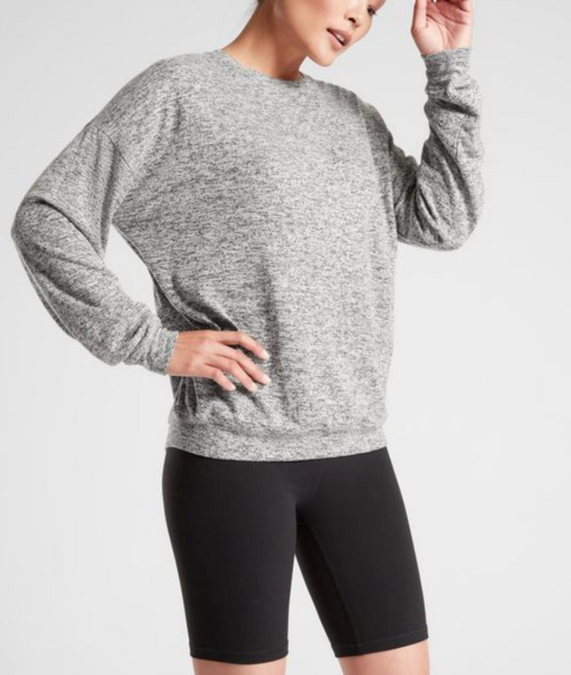 Athleta Light Grey Heather Mindful Soft Pullover