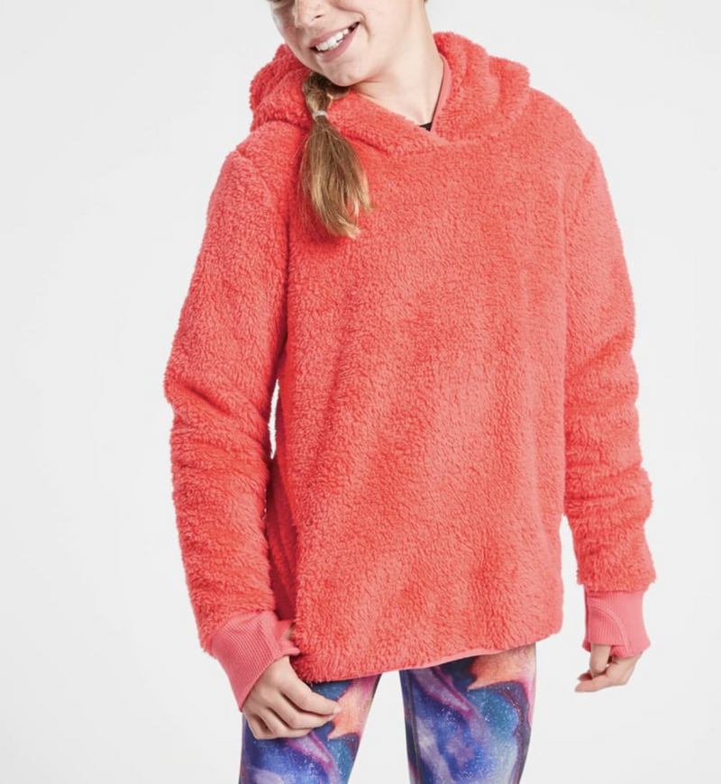 Athleta Girl Coral So Snug Sherpa Long Sleeve Soft Cozy Hoodie