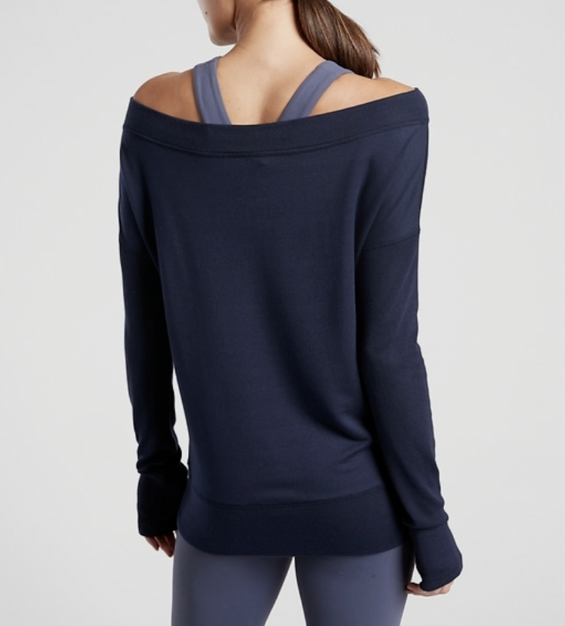Athleta Navy Blue Long Sleeve Beyond Soft Barre Sweatshirt