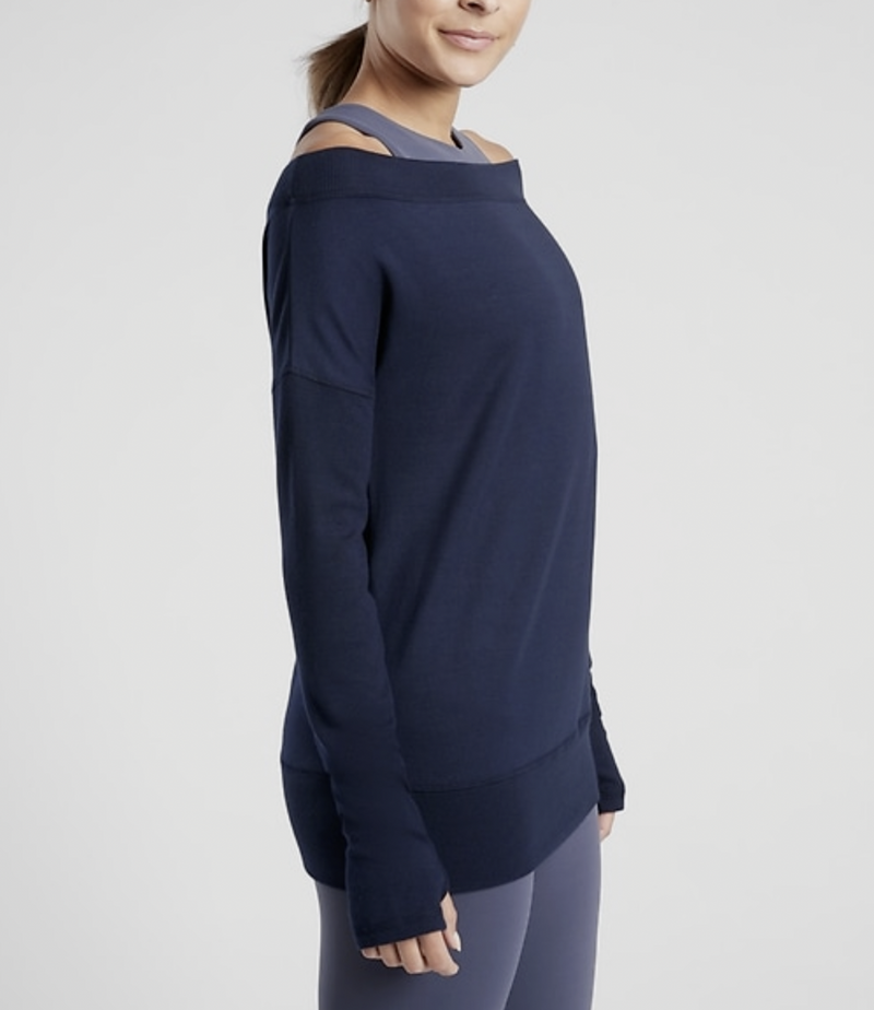 Athleta Navy Blue Long Sleeve Beyond Soft Barre Sweatshirt