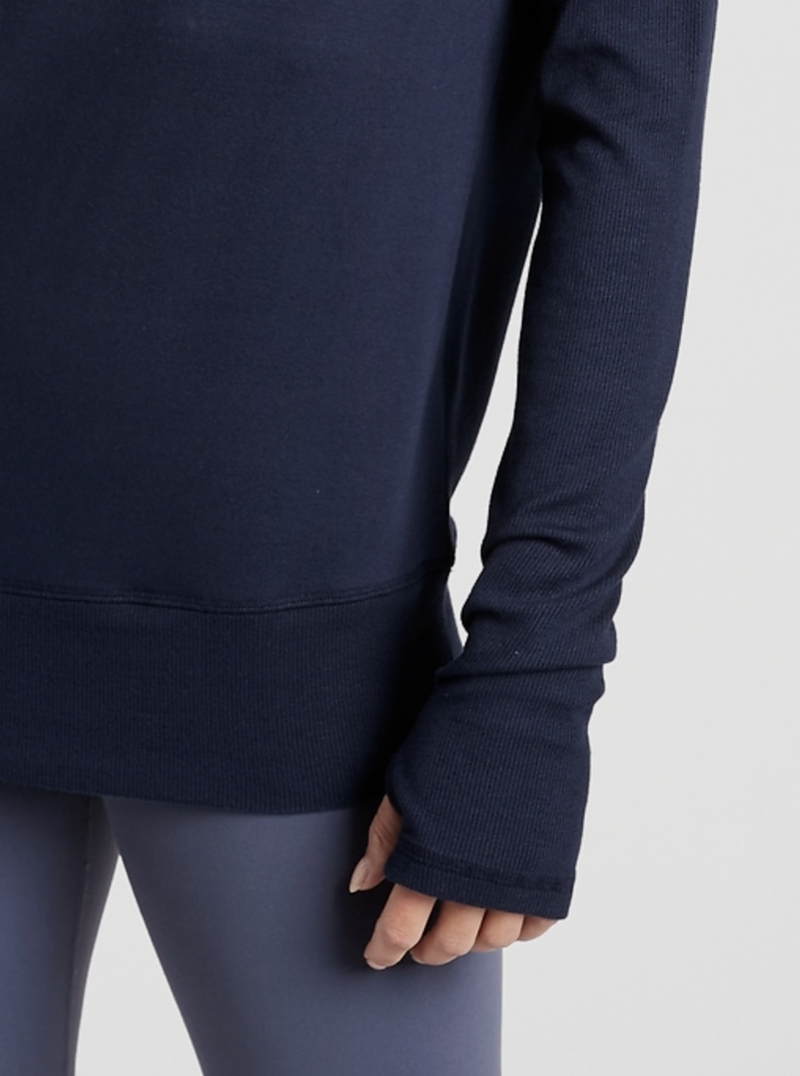 Athleta Navy Blue Long Sleeve Beyond Soft Barre Sweatshirt