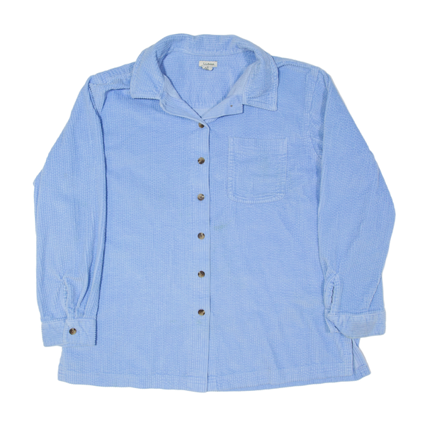 LL BEAN Corduroy Shirt Blue Long Sleeve Womens L