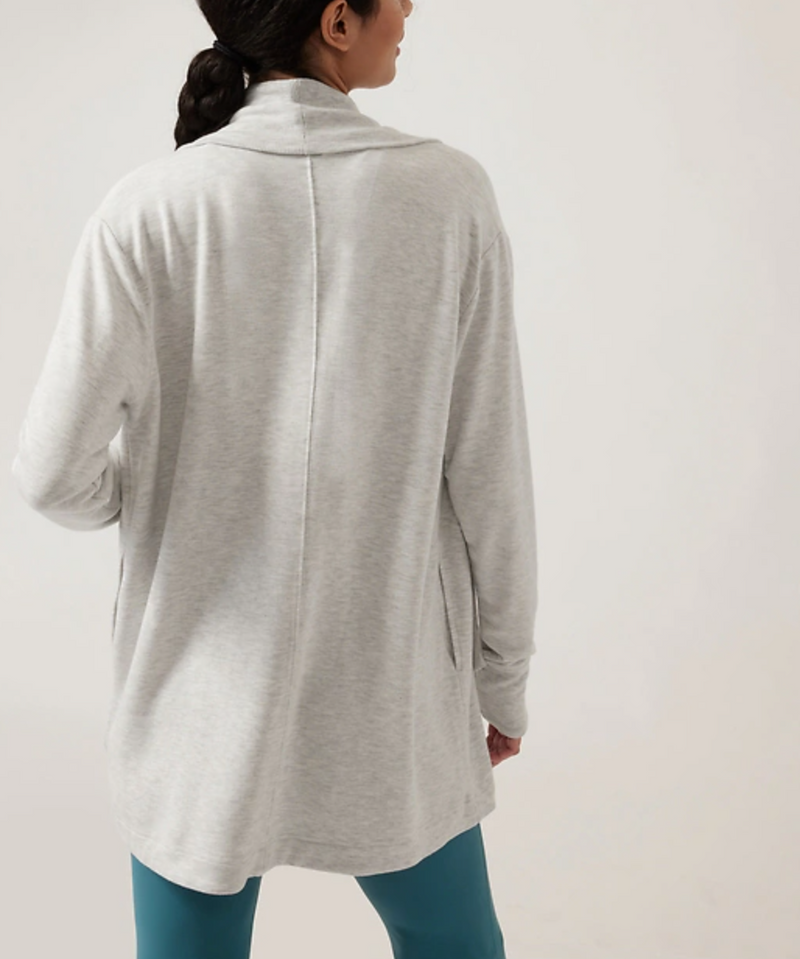 Athleta Light Grey Heather Nirvana Pranayama Restore Wrap Cardigan