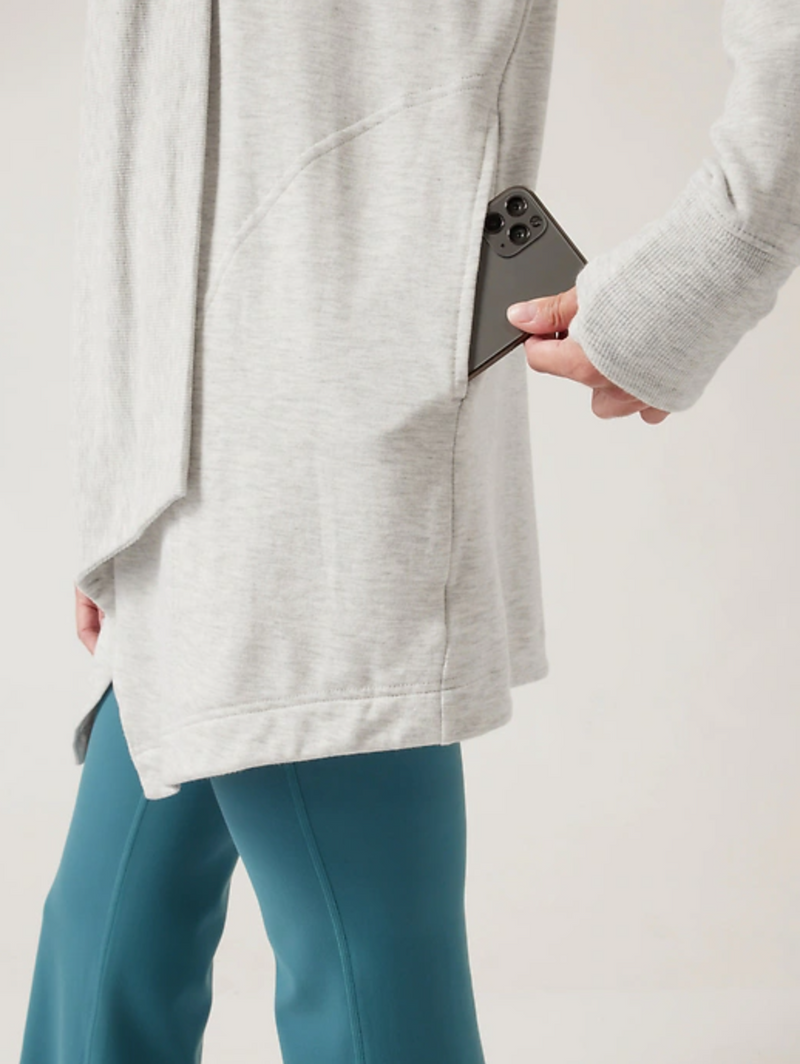 Athleta Light Grey Heather Nirvana Pranayama Restore Wrap Cardigan