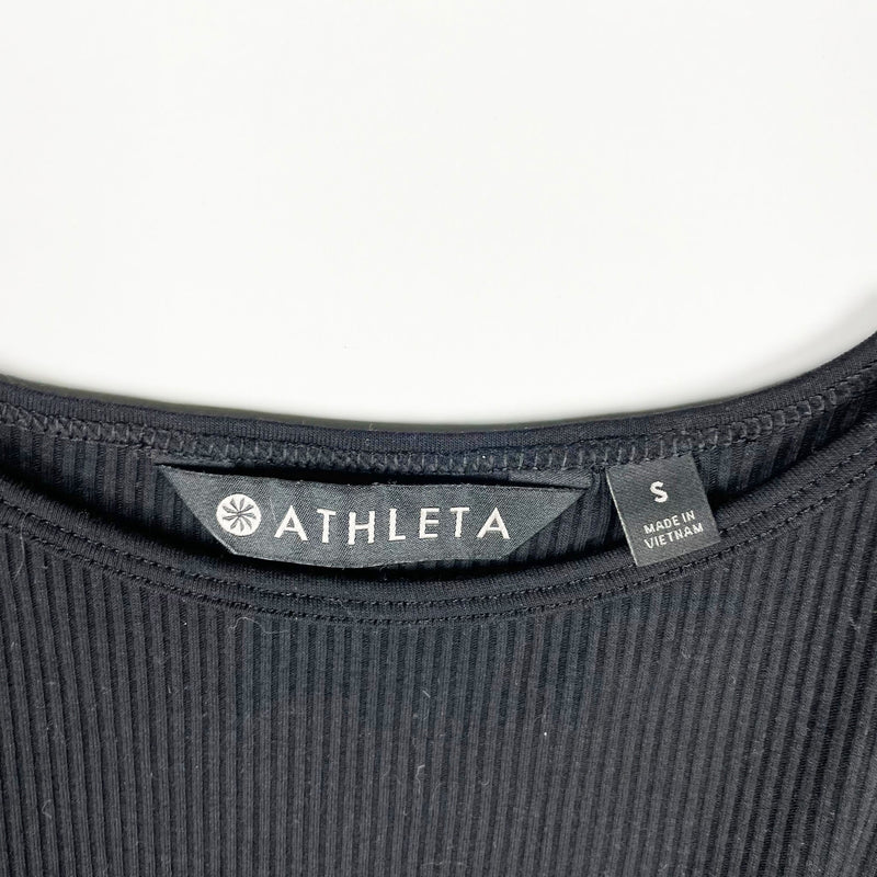 NEW Athleta Essence Strappy Ribbed Knit Stretch Scoop Neck Tank Bodysuit Black S