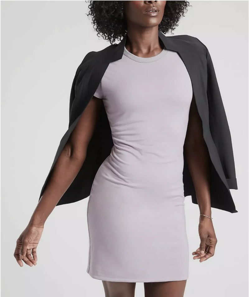 Athleta Lilac Stone / Osprey Gray Short Sleeve Reversible Destina Dress