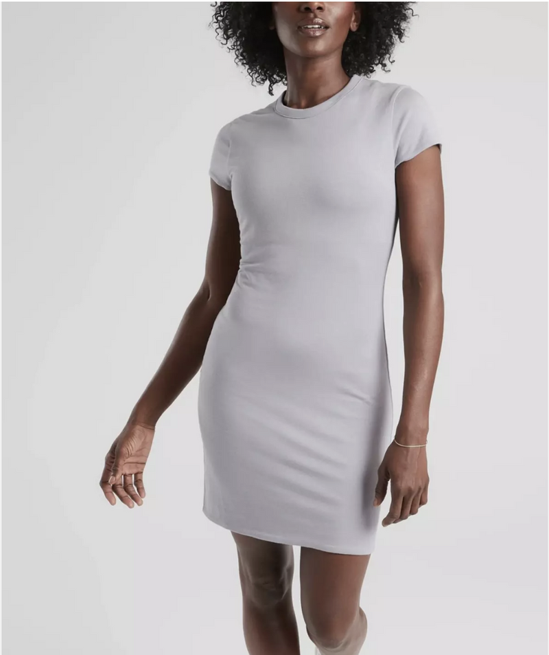 Athleta Lilac Stone / Osprey Gray Short Sleeve Reversible Destina Dress