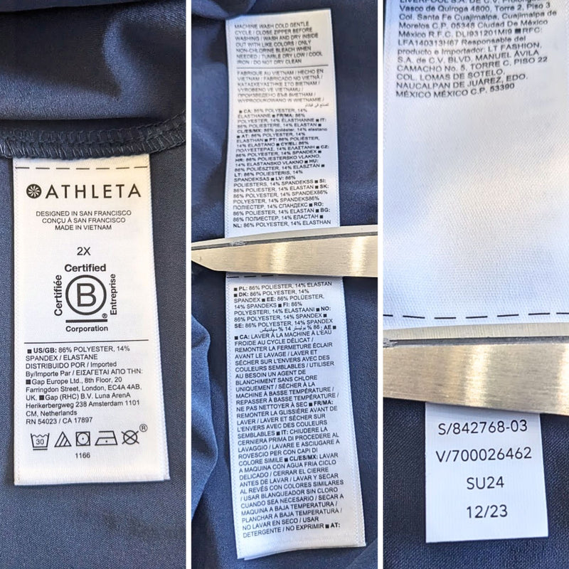 NWT ATHLETA Avenue Navy Blue Sleeveless 4-Pocket Ruched Waist Jumpsuit Size 2X