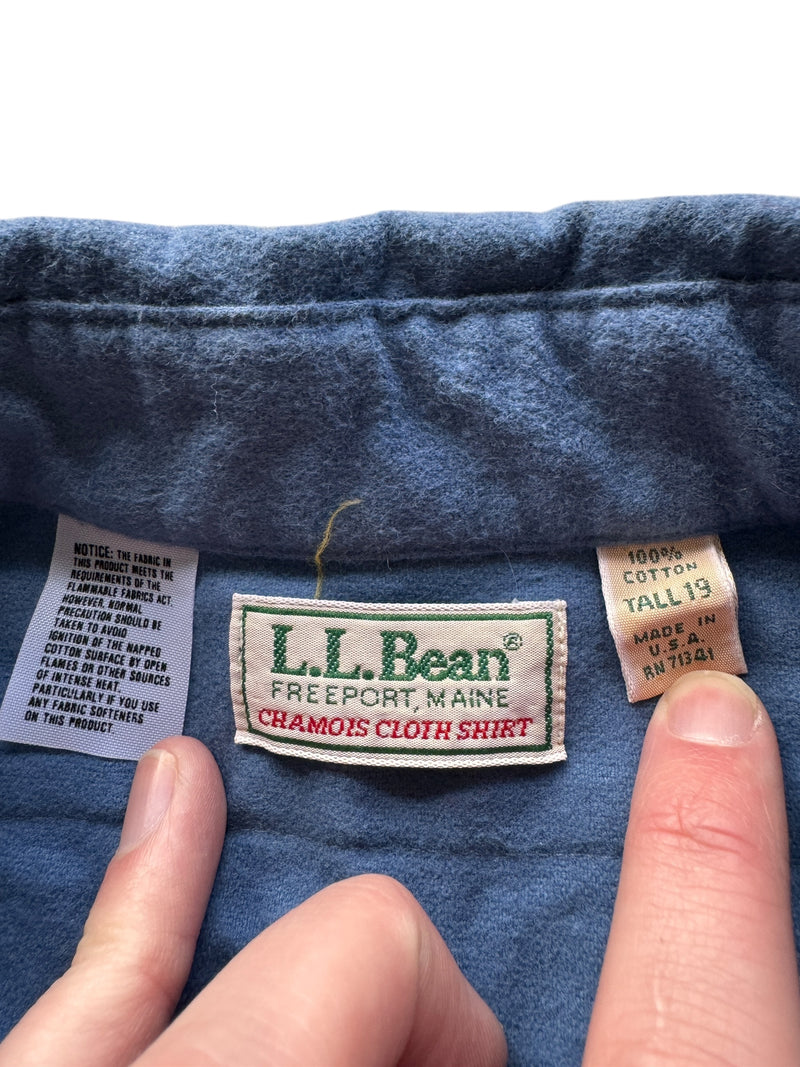 Vintage Blue LL Bean Chamois Cloth Shirt SZ XXL Tall