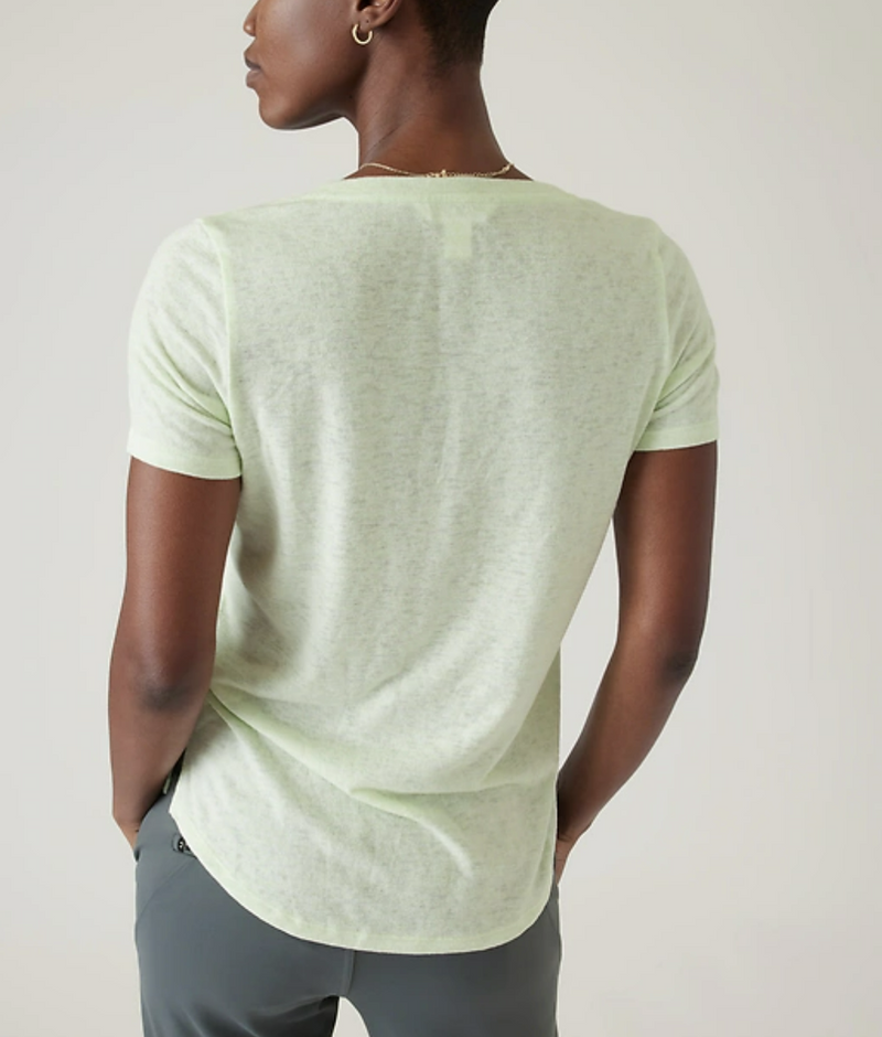 Athleta Stripe Calypso Scoop V-Neck Short Sleeve Breezy Tee Top