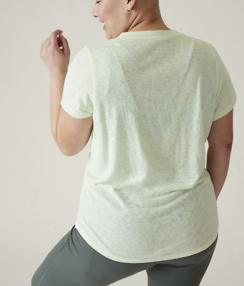Athleta Stripe Calypso Scoop V-Neck Short Sleeve Breezy Tee Top