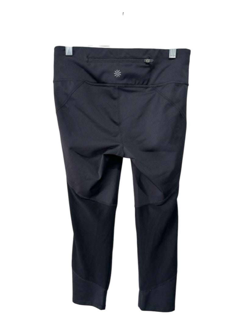 Athleta Size 4 Black Nylon Blend Elastic Waist Cropped Athletic Leggings