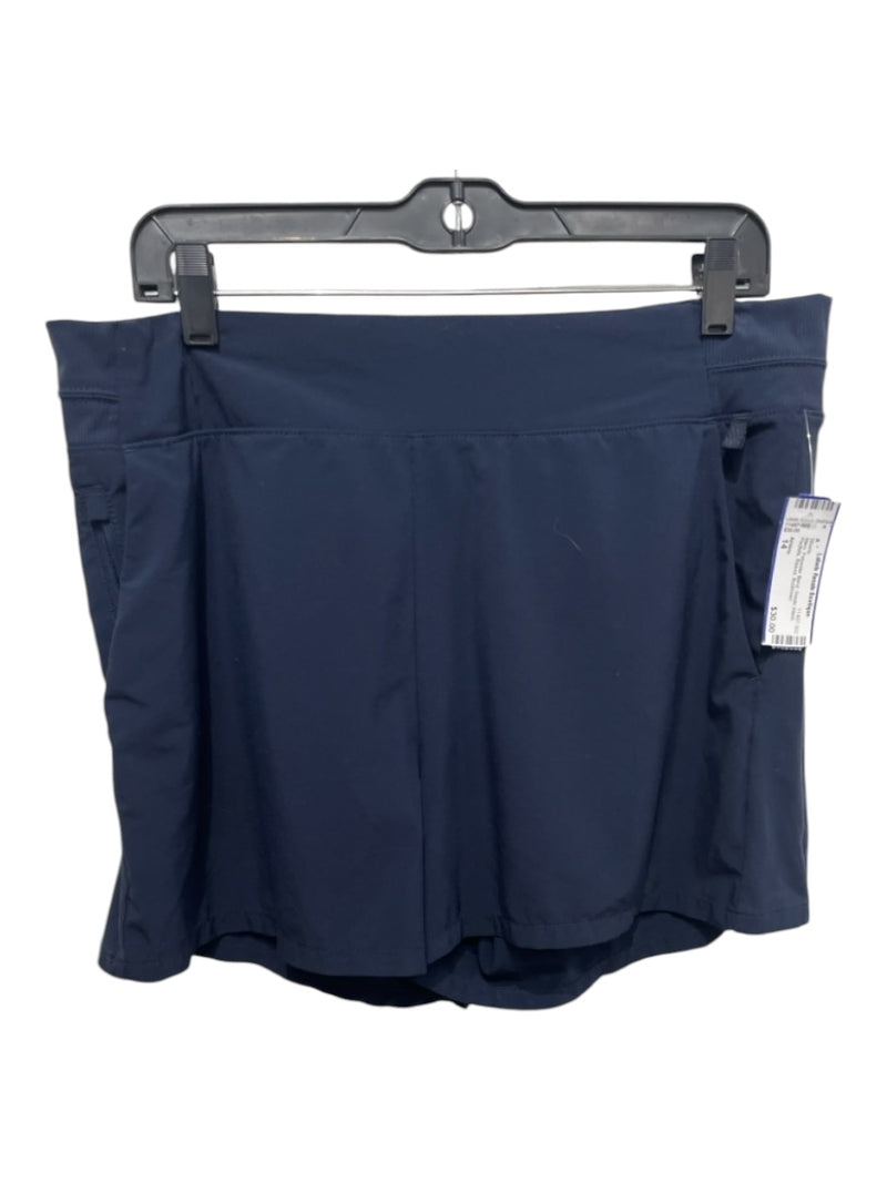 Athleta Size 14 Navy Polyester Blend Elastic Waist Pockets Ribbed Shorts