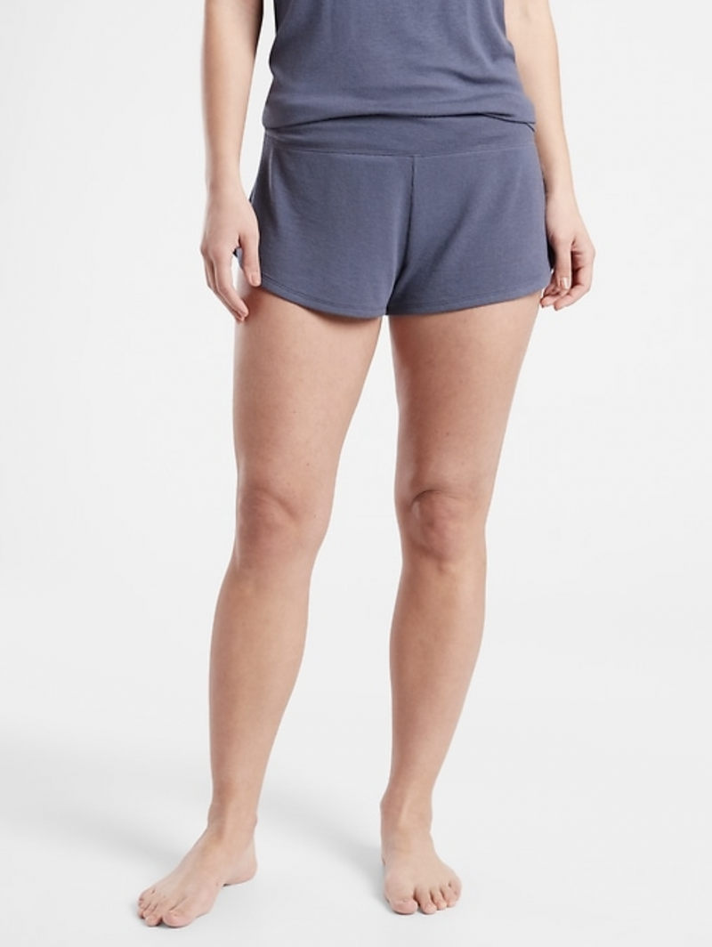 Athleta Medieval Violet Elastic Waist Soft Well Rested Rib Pajama Shorts