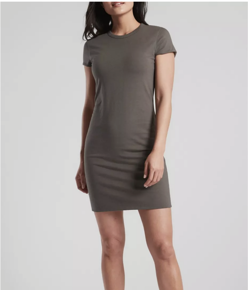 Athleta Olive / Green Short Sleeve Reversible Destina Dress