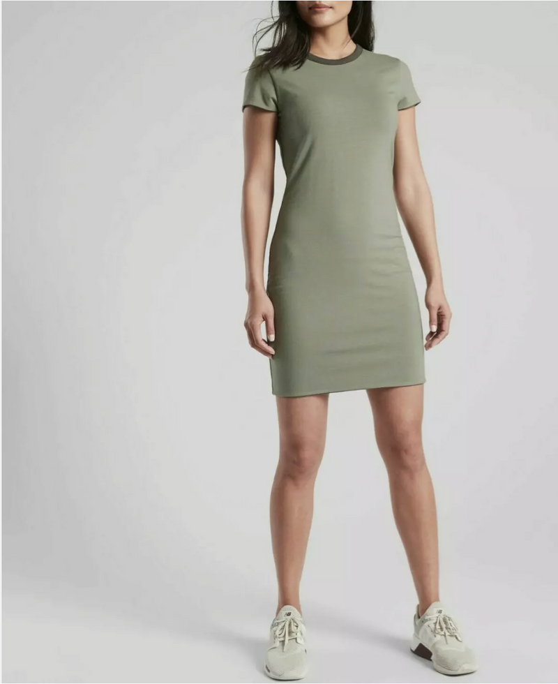 Athleta Olive / Green Short Sleeve Reversible Destina Dress