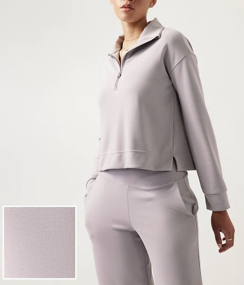 Athleta Tinsel Purple Seasoft Quarter Zip Sweatshirt