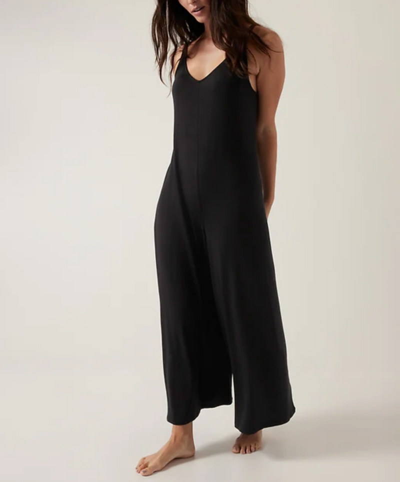 Athleta Black Night Time Bliss Sleep V-neck Romper