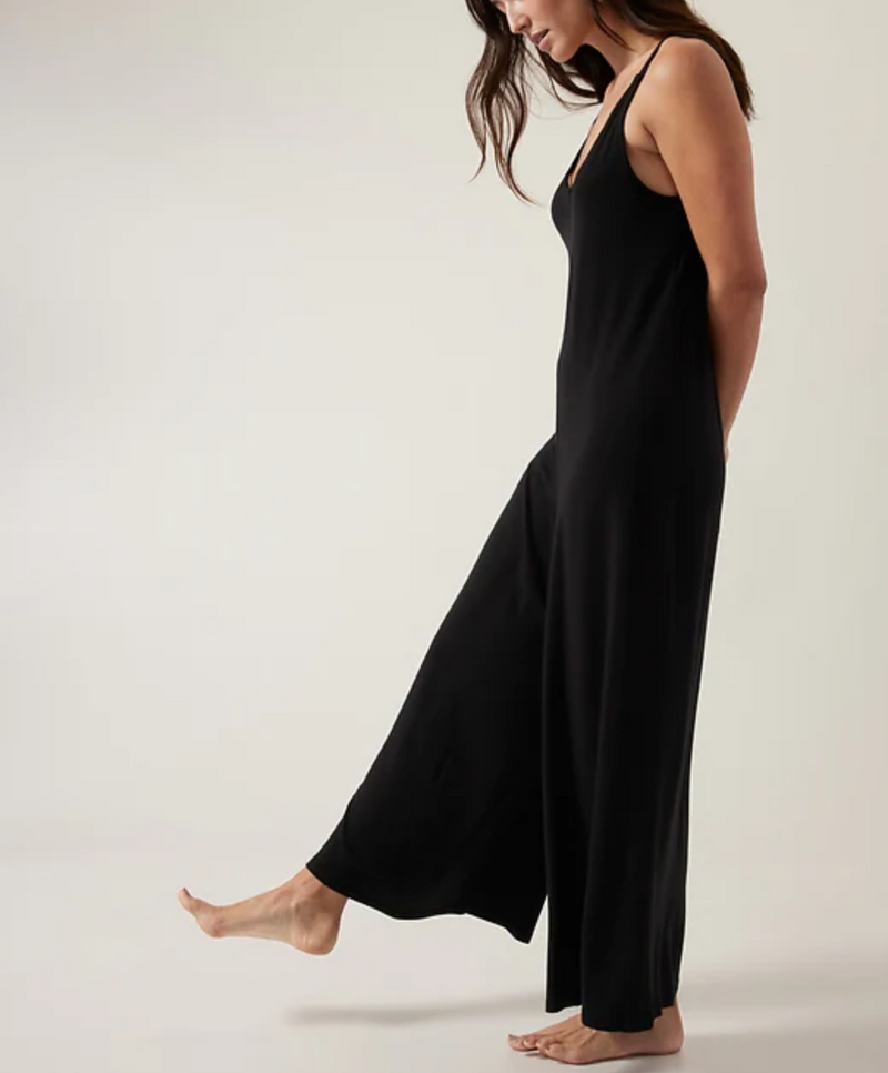 Athleta Black Night Time Bliss Sleep V-neck Romper