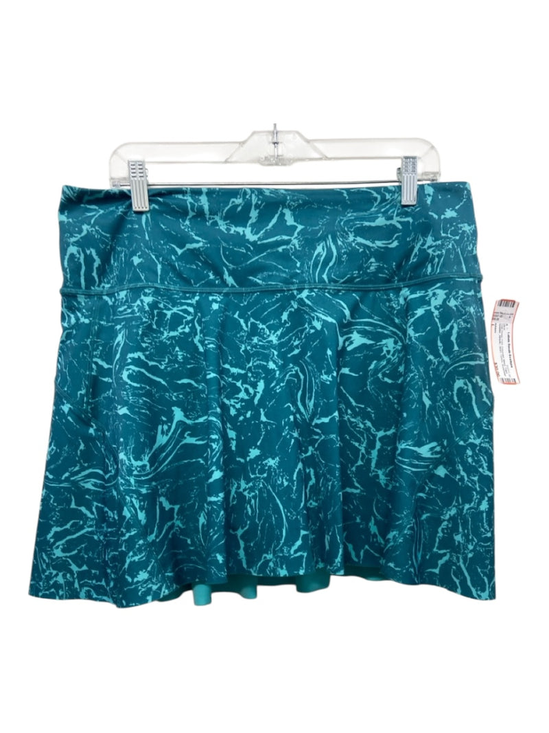 Athleta Size L Teal Green Print Polyester Blend Paint Splatter Athletic Skirt