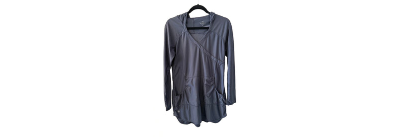 Athleta Wick-It-Wader Gray Hooded Top - LG | Preowned
