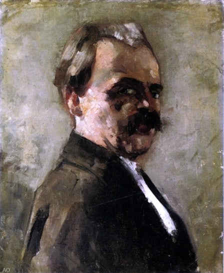 Self Portrait with Spread Fingers by Lesser Ury - Hand Painted Oil Painting