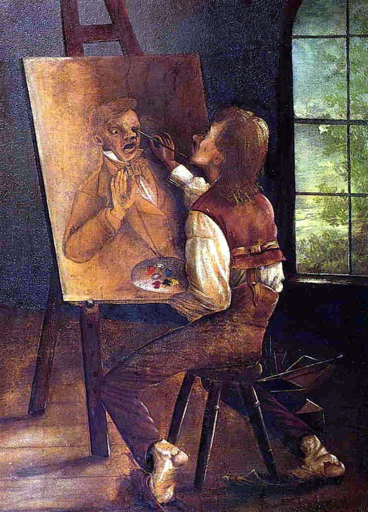 A Self Portrait by David Claypoole Johnston - Hand Painted Oil Painting