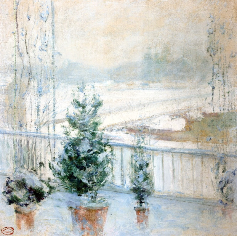 Balcony in Winter by John Twachtman - Hand Painted Oil Painting