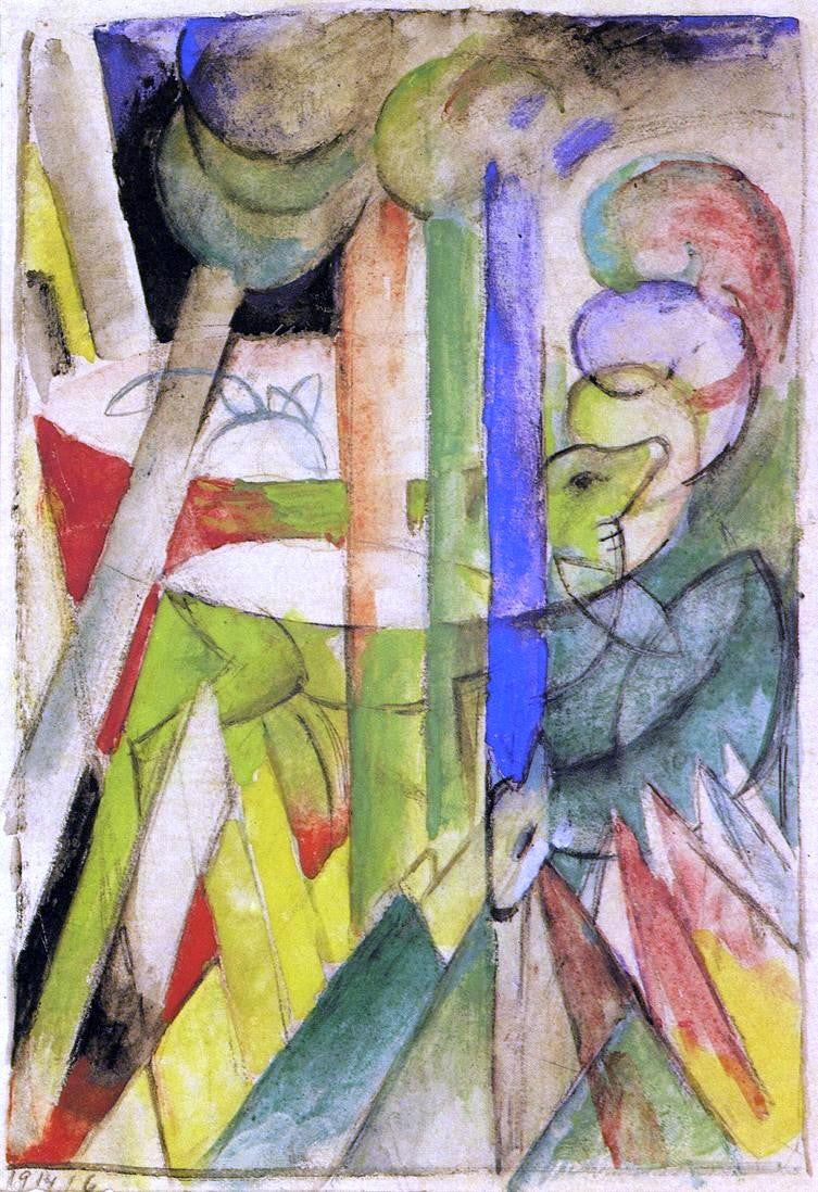 Mountain Goats by Franz Marc - Hand Painted Oil Painting