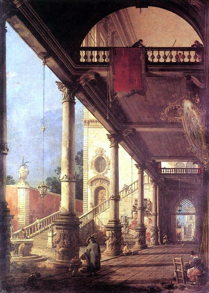 Perspective by Canaletto - Hand Painted Oil Painting