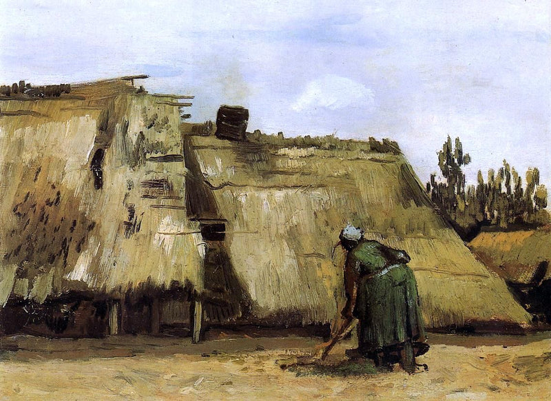 Cottage with Woman Digging by Vincent Van Gogh - Hand Painted Oil Painting