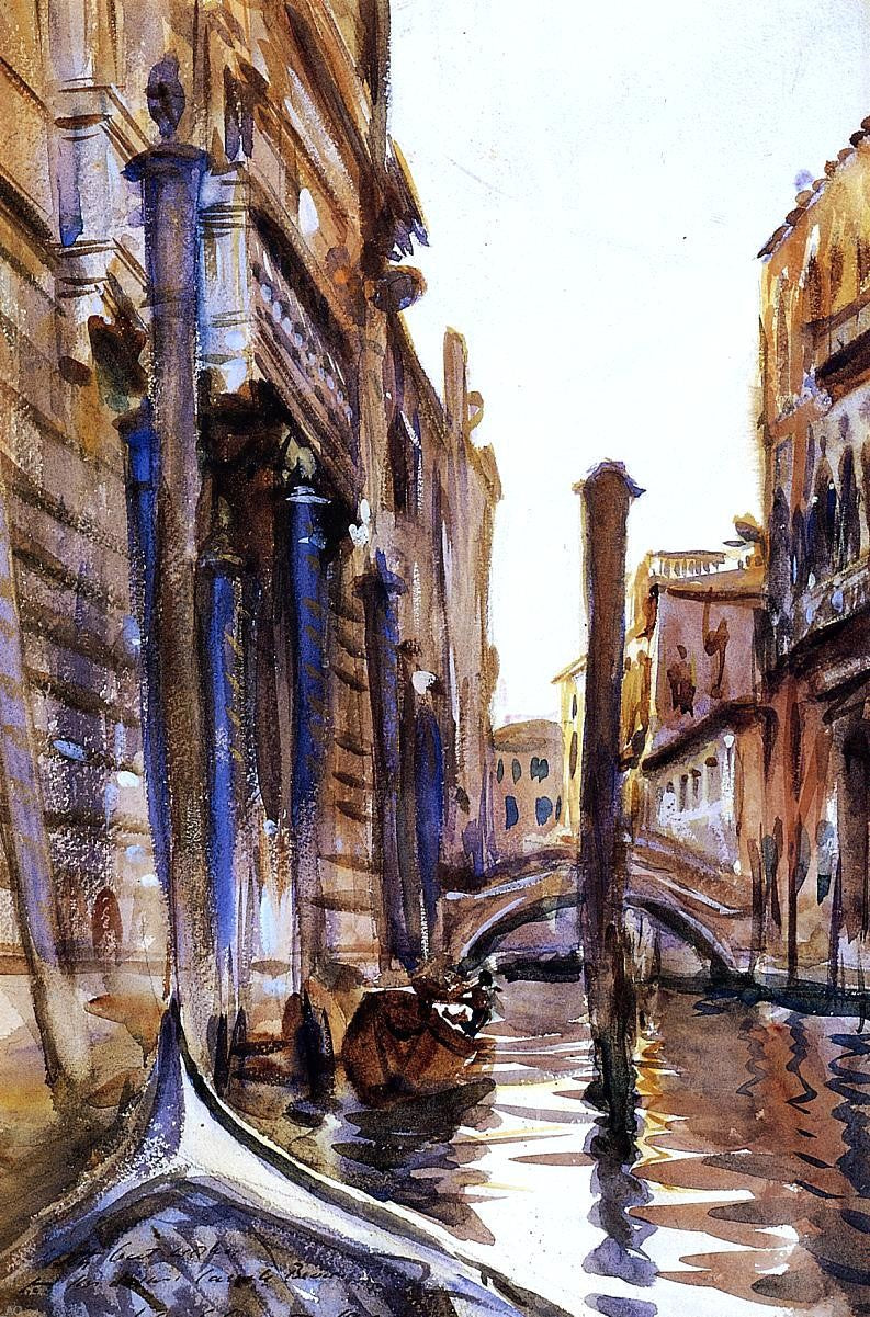 A Side Canal in Venice by John Singer Sargent - Hand Painted Oil Painting
