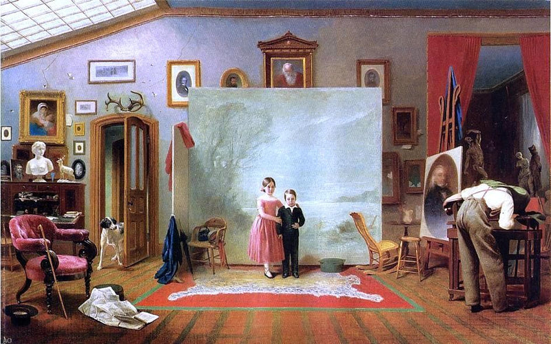 Interior with Portraits by Thomas Le Clear - Hand Painted Oil Painting