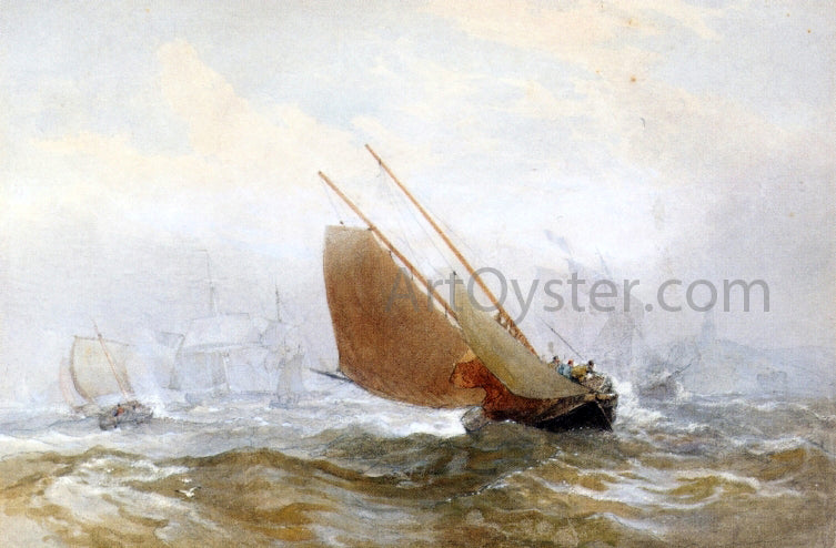 Shipping off the Coast by Edward Duncan - Hand Painted Oil Painting