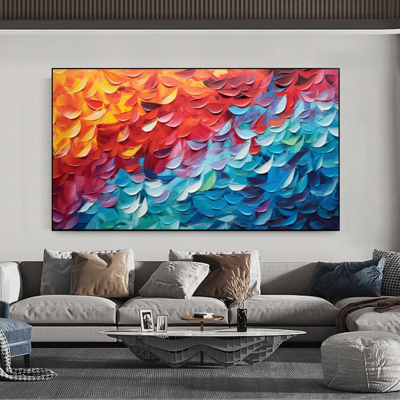 Vibrant Chromatic Oil Painting: A Tapestry of Colorful Shapes