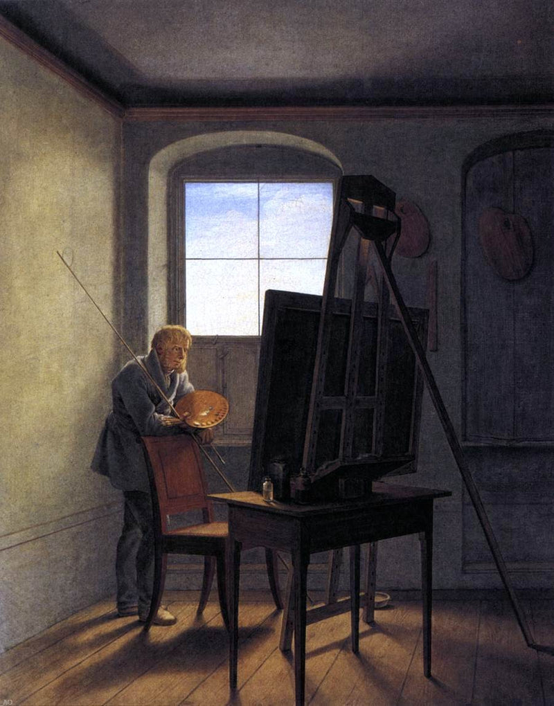 Caspar David Friedrich in his Studio by Georg Friedrich Kersting - Hand Painted Oil Painting