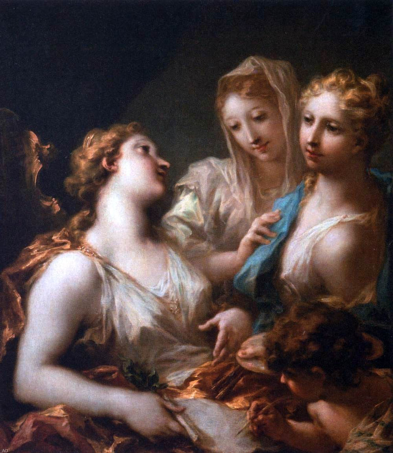 Painting and Drawing Instructing Love by Giovanni Antonio Pellegrini - Hand Painted Oil Painting