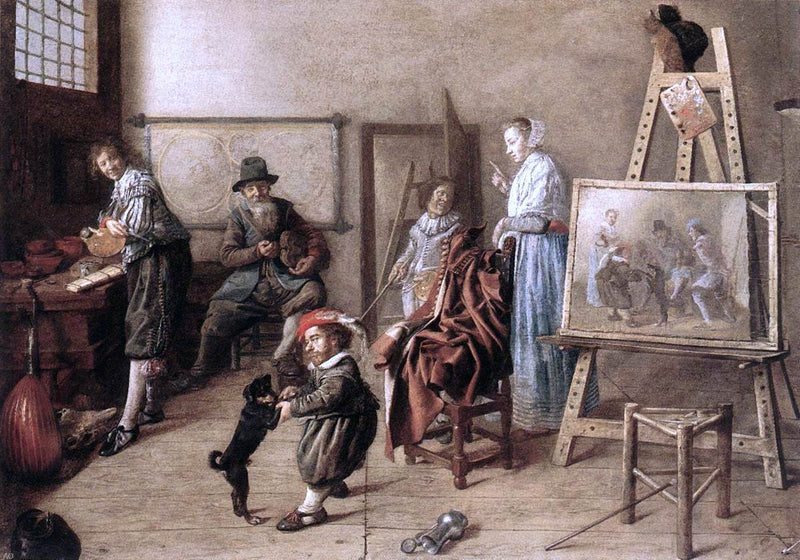 Painter in His Studio, Painting a Musical Company by Jan Miense Molenaer - Hand Painted Oil Painting